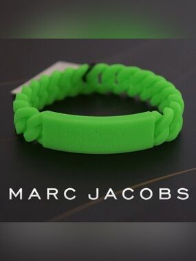 Marc Jacobs Neon Green Silicone Braided ID Bracelet